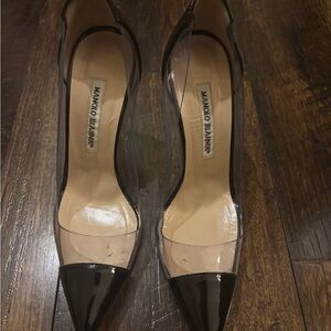 Manolo Blahnik Black and Clear Heels
